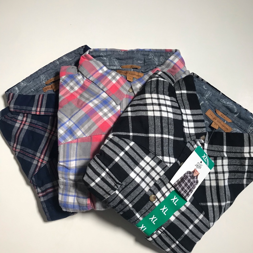 JACHS Girlfriend Ladies XL Flannel Shirt (3 pack)